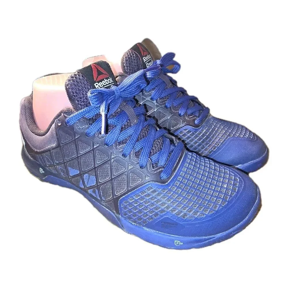 REEBOK CROSSFIT NANO 4.0 Sz6 Purple Blue Athletic Performance Lace Up Logo Shoes